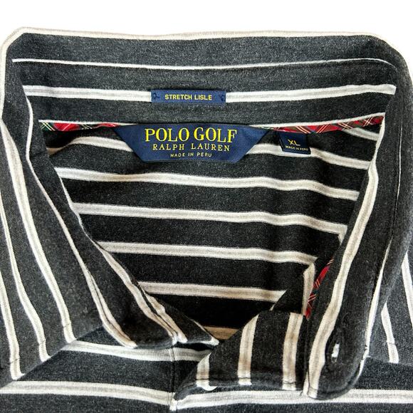 Polo Golf Ralph Lauren Shirt Men Sz XL Black White Striped Stretch Lisle Classic - Picture 5 of 8